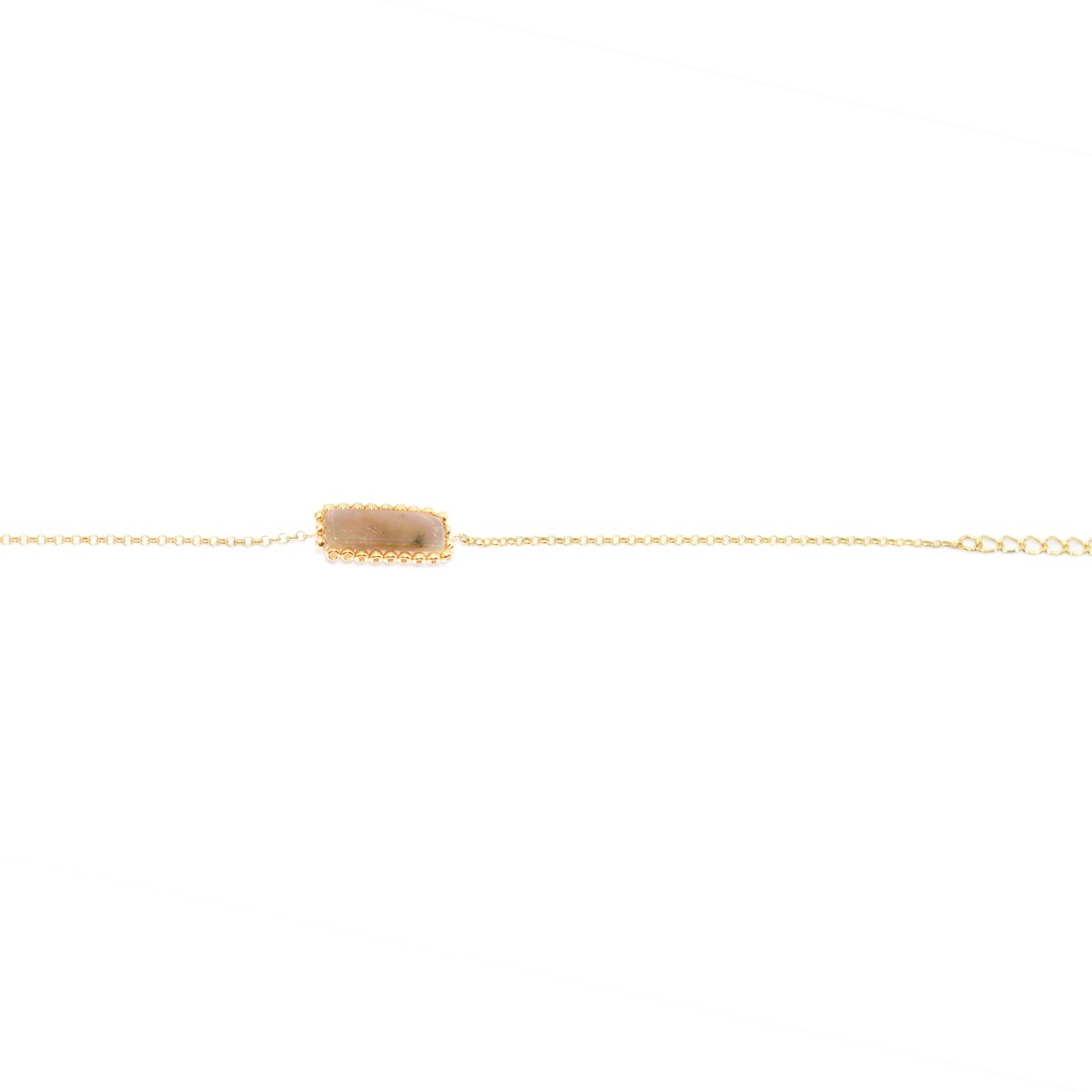 Bracelet avec perle d' agate Rose tissée main- Doré à l'or fin