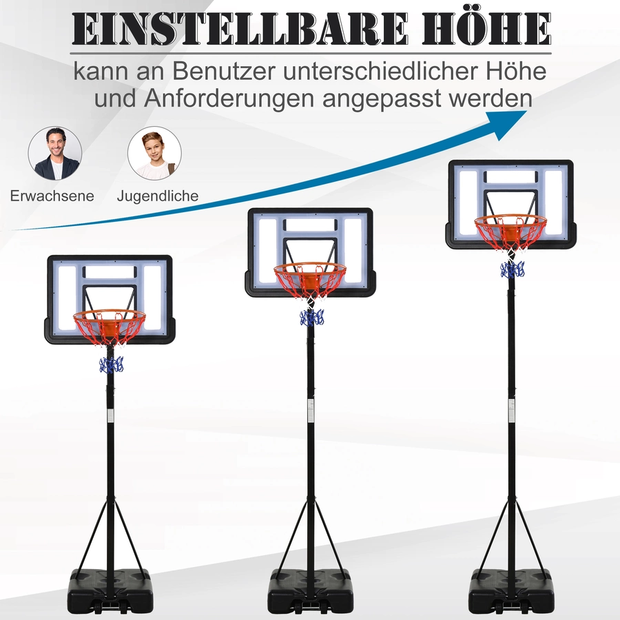 HOMCOM Basketballkorb mit 2 Rädern schwarz