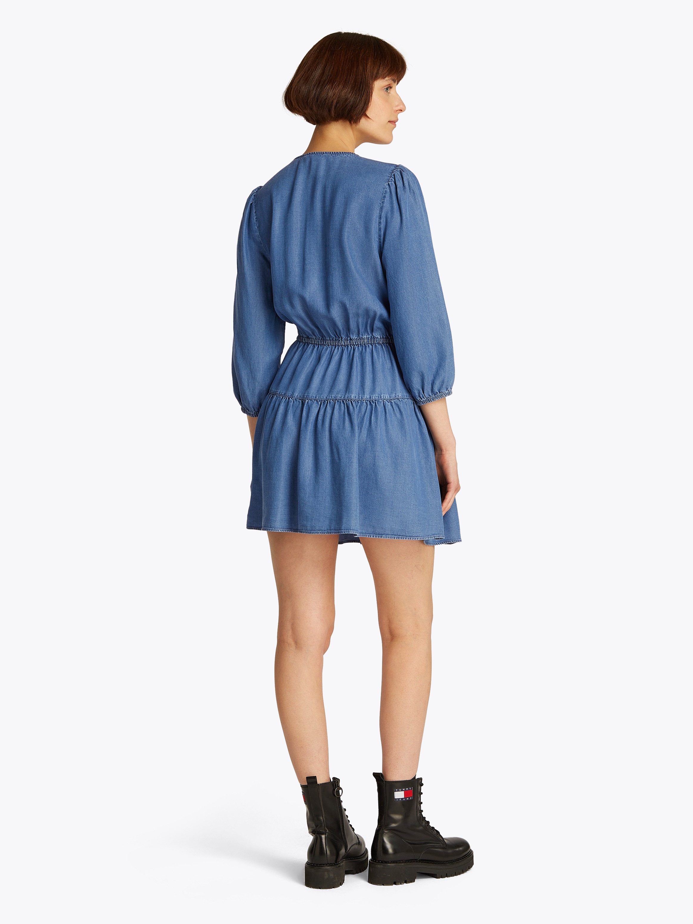 Tommy Jeans Blusenkleid »TJW CHAMBRAY MINI DRESS EXT« mit Volant, in Mini-Länge