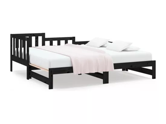 Lit coulissant sans matelas noir 2x(90x200) cm
