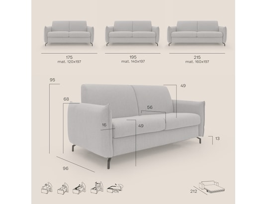 DIVANI.STORE - Canapé lit scarlet en tissu imperméable creme 3 places
