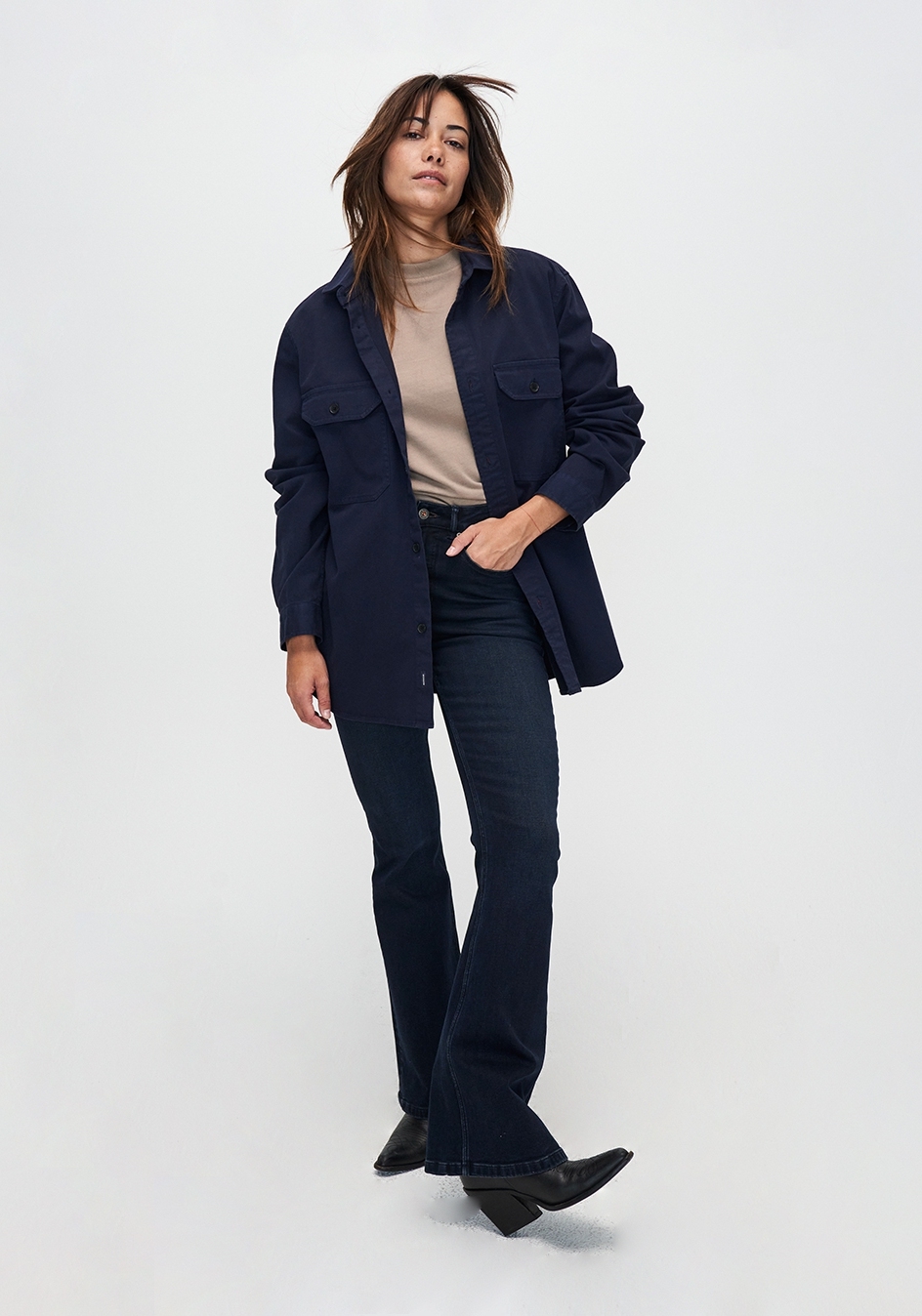 Kuyichi Damen-Jeans Lisette Flare Deep Blue