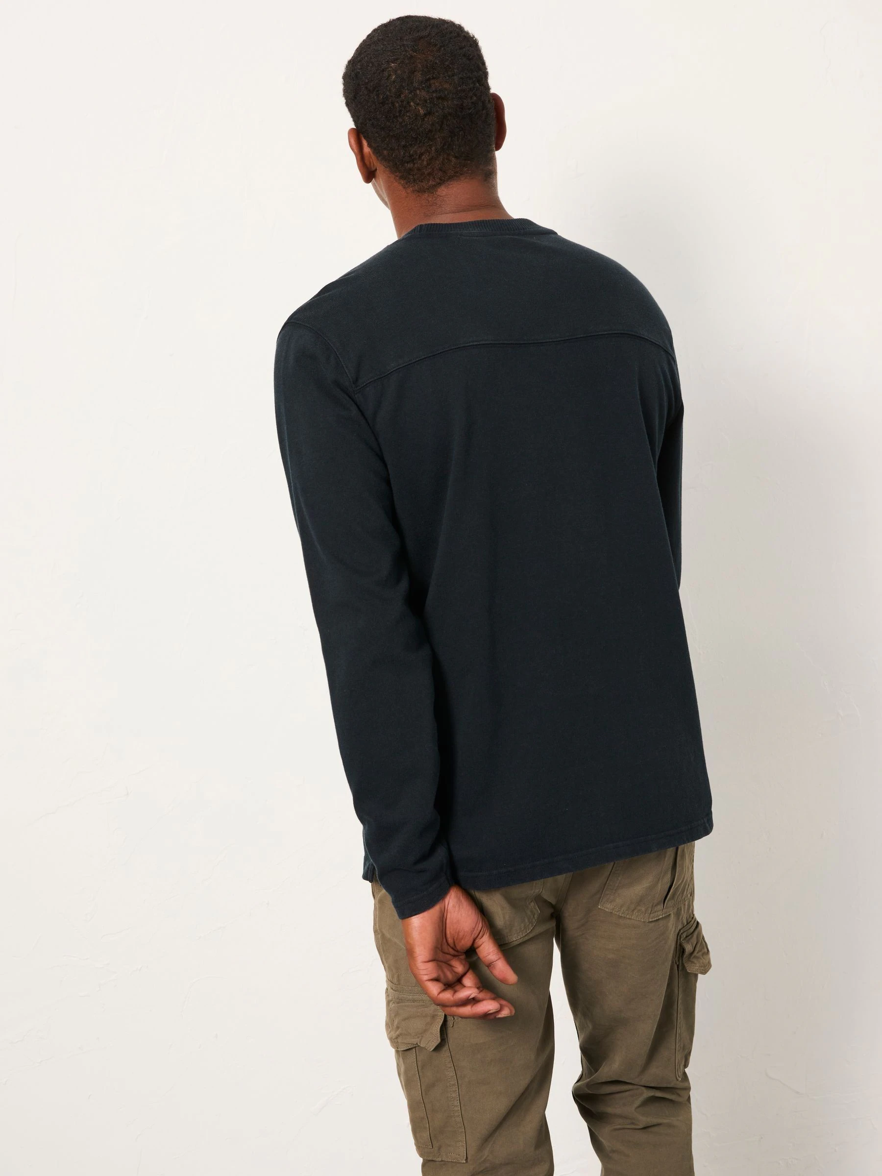 Zwart - FatFace Lange Mouw Zwaargewicht Relaxed Fit T-shirt