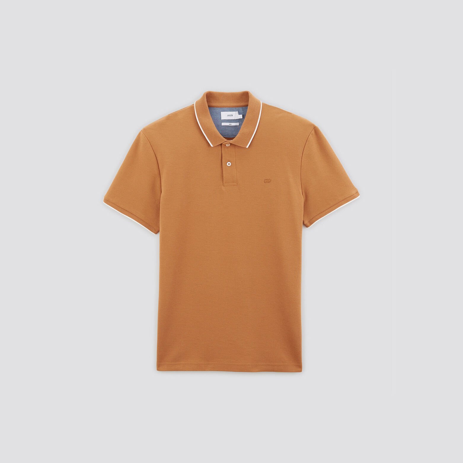 Polo manches courtes uni coton piqué Camel
