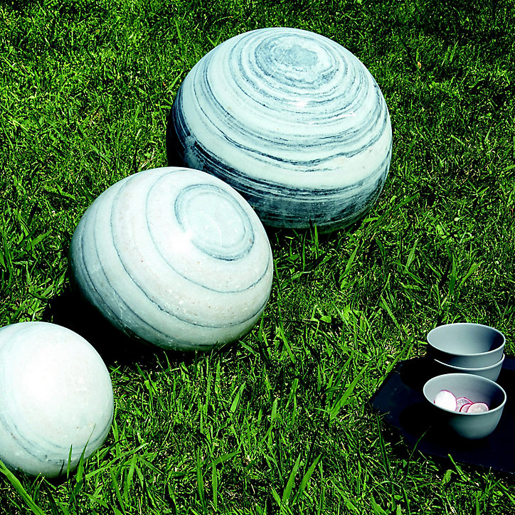 Sphère décorative marbre blanc et noir D. 30 cm