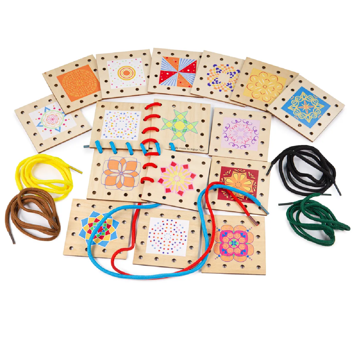 Bigjigs Toys Ensemble Tuiles Laçage Bois