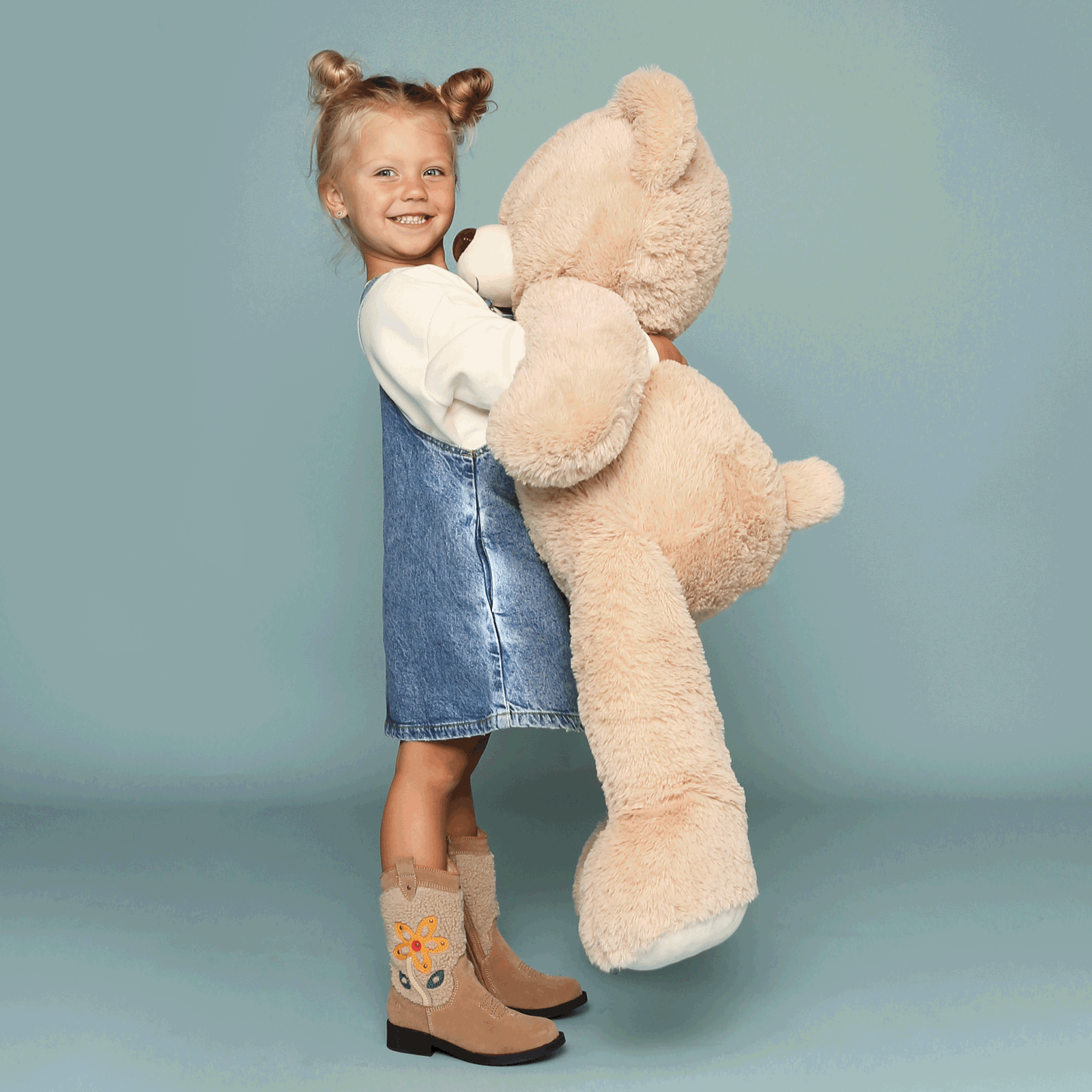 Shoesme brauner Westernstiefel mit Teddybär-Stoff