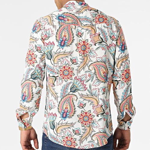 Chemise Manches Longues Col Mao Floral UY837 Beige