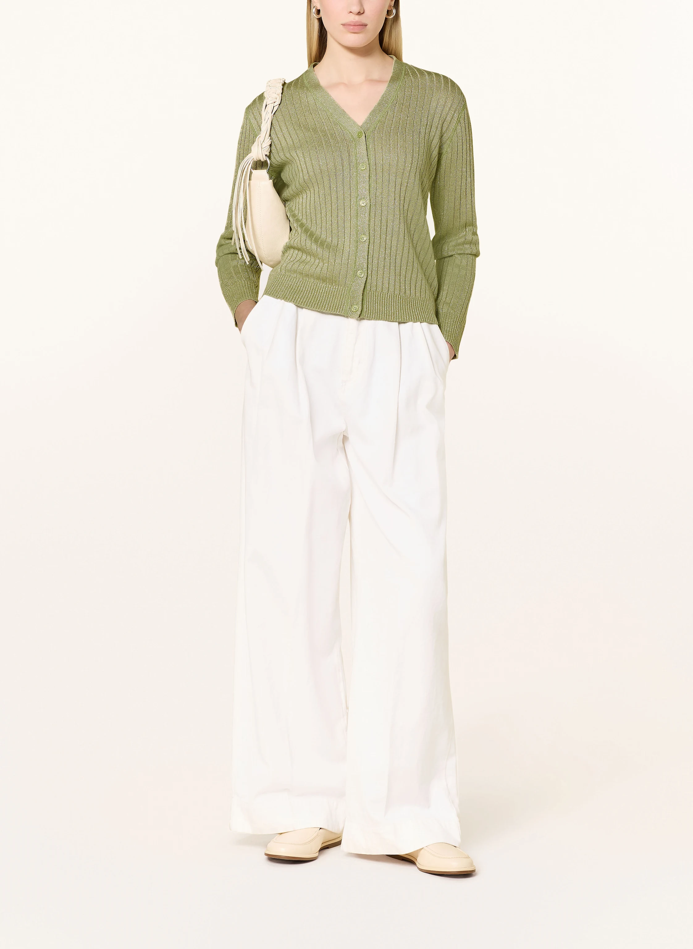 LAUREN RALPH LAUREN Strickjacke mit Leinen und Glitzergarn