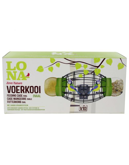 Lona Voerkooi Ovaal V10 - Voersilo - Groen Zwart