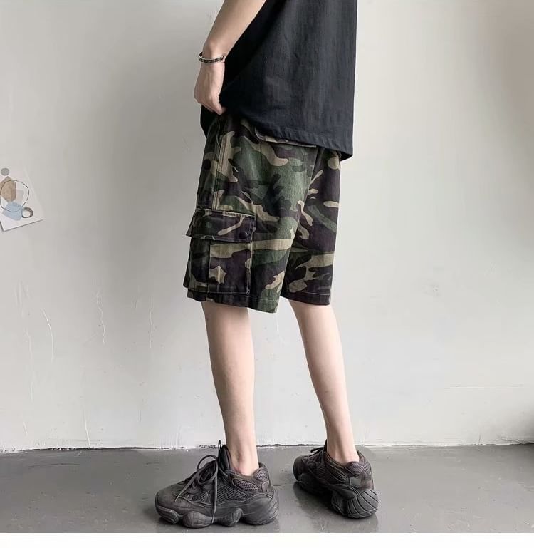 Capbrew - Camouflage Cargo Shorts met Middelhoge Taille