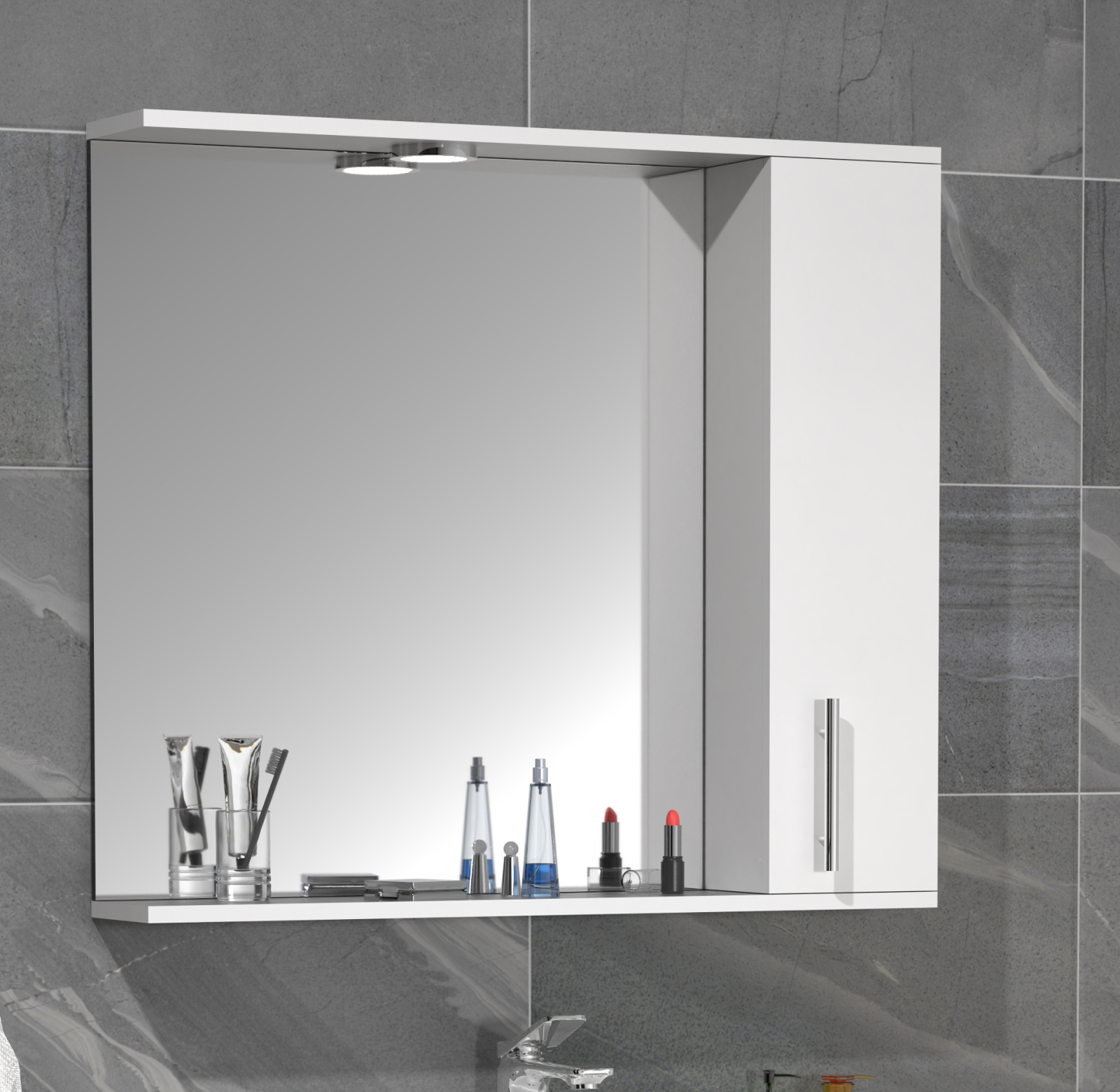 Spiegelschrank LISALO XL - weiß - mit Beleuchtung - 75 cm