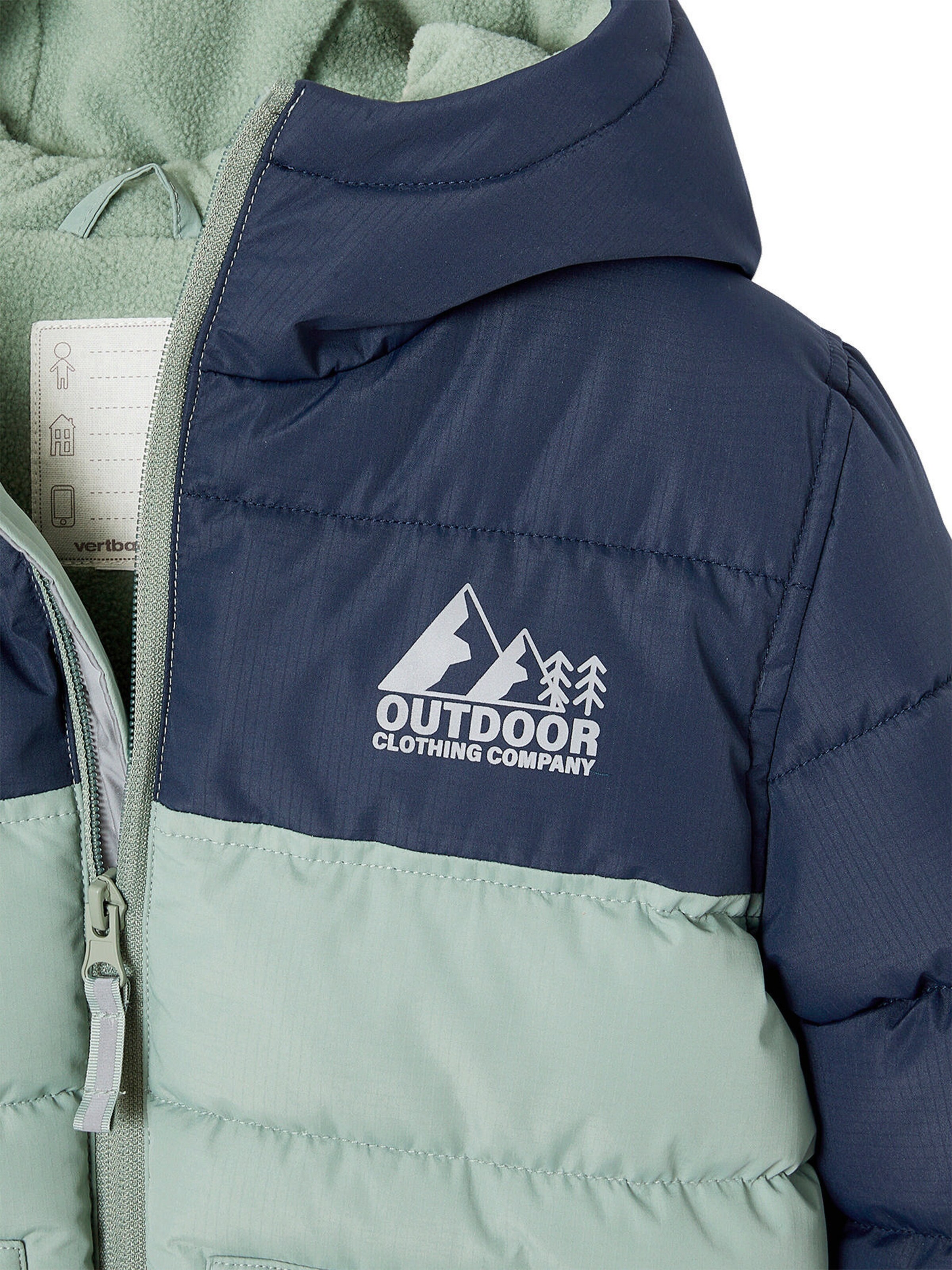Vertbaudet Jungen Steppjacke mit Kapuze, Recycling-Polyester salbeigrün