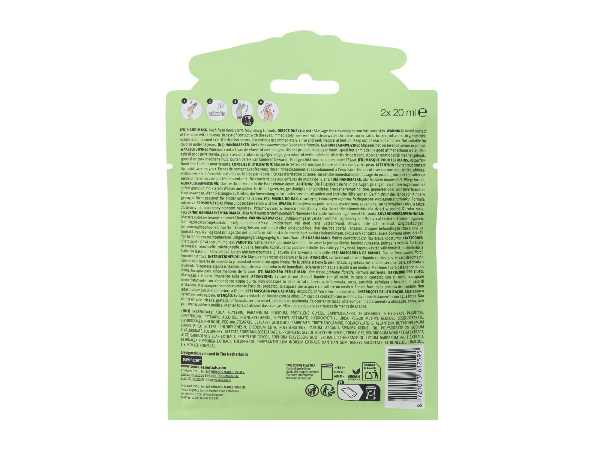 MASCARA MÃOS SENCE HAND MASK BOTANICAL