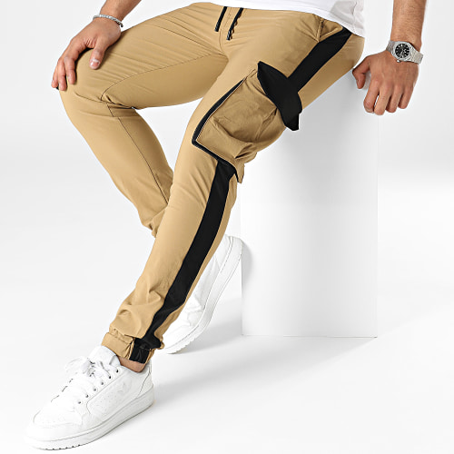 Pantalon Cargo A Bandes Camel