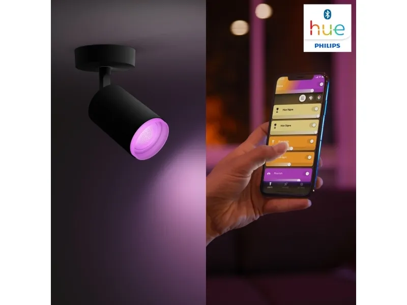 Philips Hue White and Color Ambiance Fugato - Spotlys - LED-lyspære x 4 - GU10 - total: 22.8 W - klasse A  - 16 millioner farver - sort