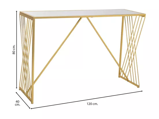 Console en métal doré 120x40x80