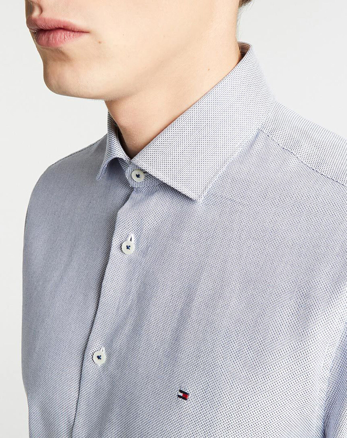 Tommy Hilfiger Chemise slim fit Dobby bleue