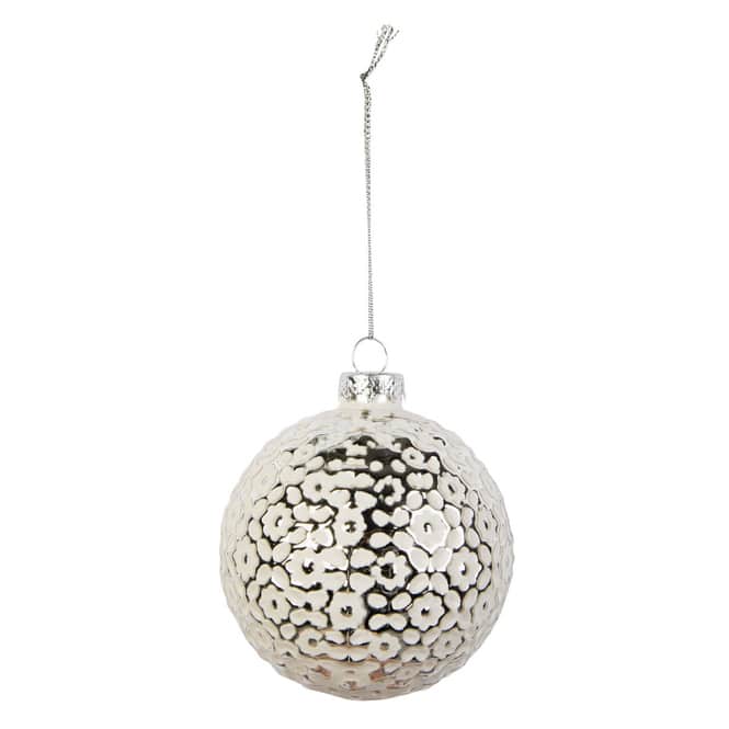 Christbaumkugel - weiß/silber - aus Glas - Ø = ca. 8 cm - 1 Stück