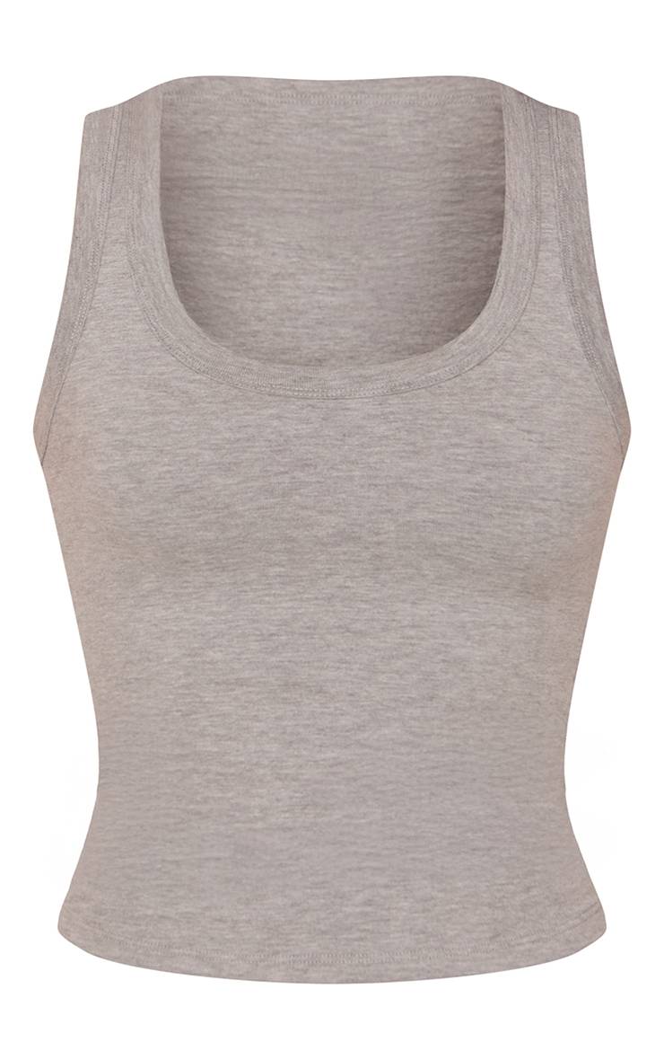 Gris Chiné Débardeur Col Rond En Coton Doux