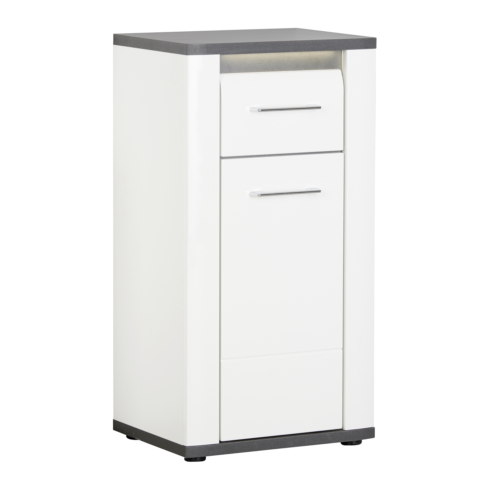 Luca Bessoni Unterschrank ALASSIO - weiß Hochglanz - Matera dunkel - 82 cm hoch