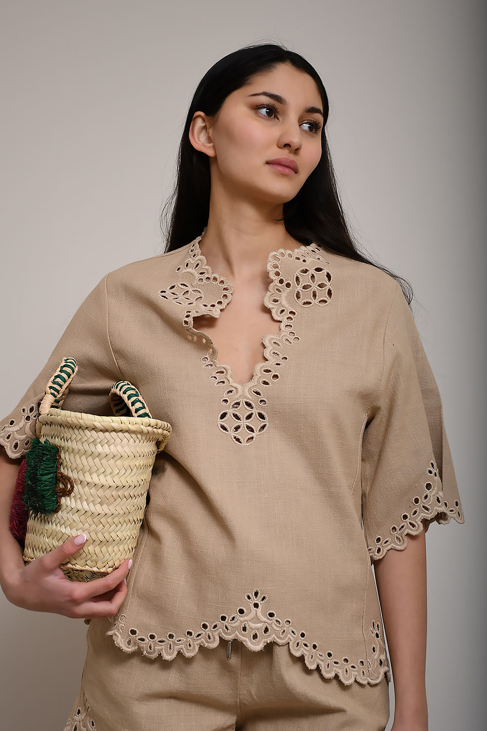 Shana openwork embroidered cotton top