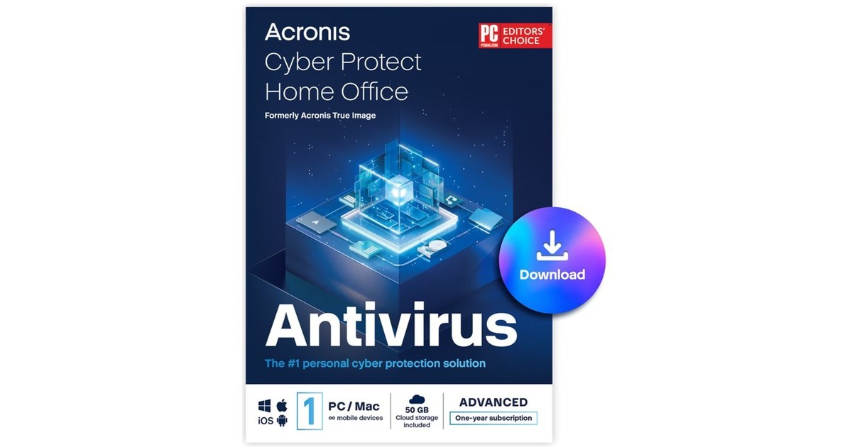 AcronisTrue image Advanced Subscription software  (1 computer, 1 jaar licentie, 50 GB cloudopslag)