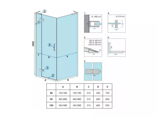 Cabine De Douche Rea Hugo 80X90 Black