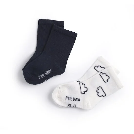 Marin Poétique Lot de 2 paires de chaussettes Marin Poétique   Milk Marine        de               P'tit bisou