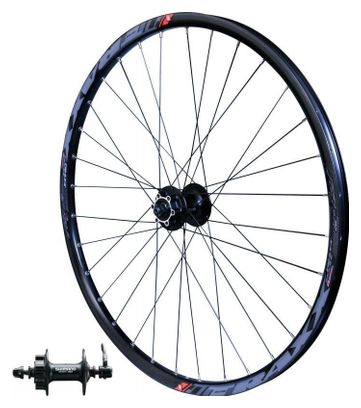 ROUE 29  VTT AVANT JANTE ALU TRAXX TUBELESS READY NOIRE FREIN DISQUE 6T MOYEU SHIMANO DEORE M475 BLOCAGE RAPIDE (622x21).