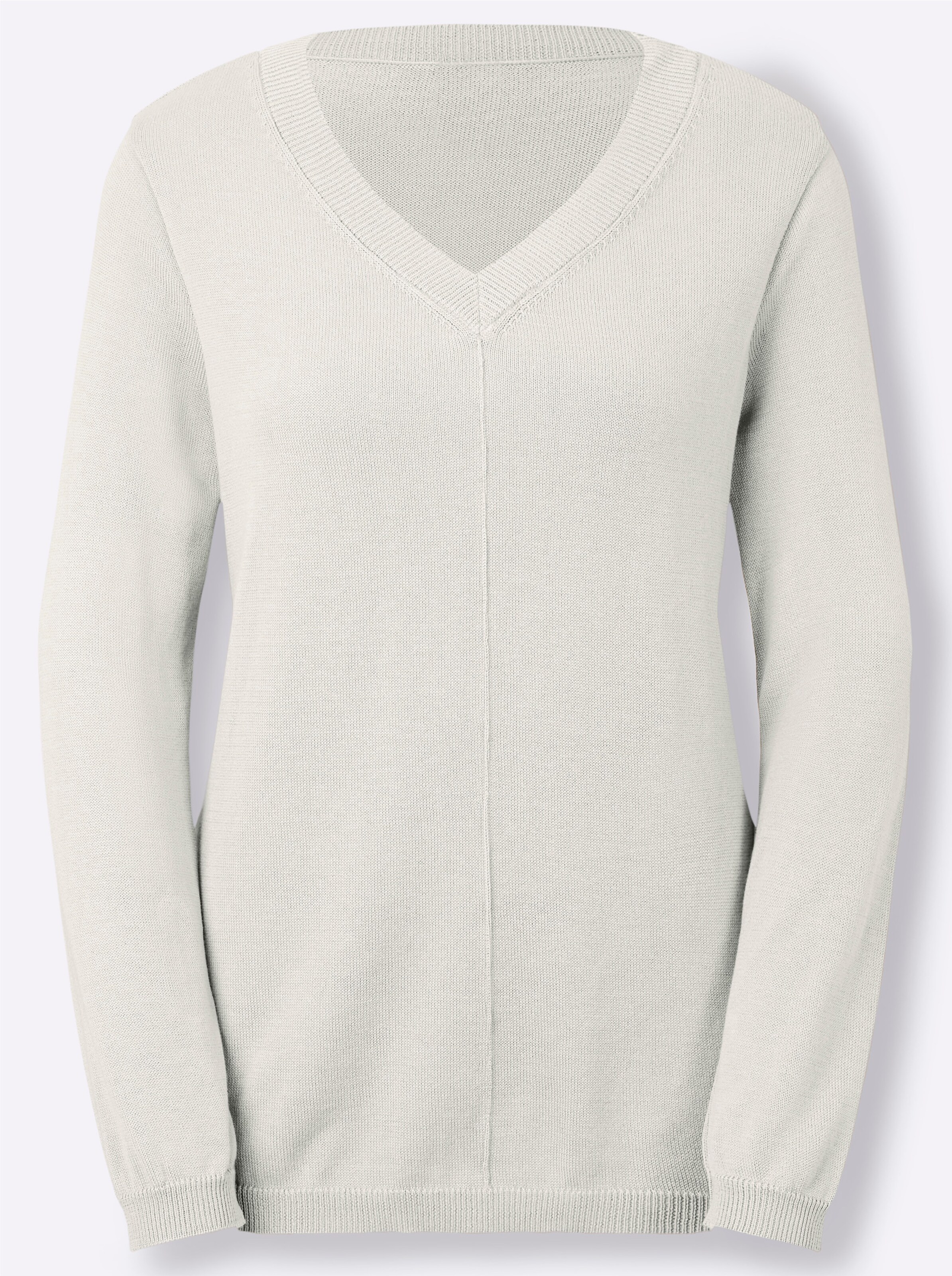 V-Ausschnitt-Pullover in wollweiß