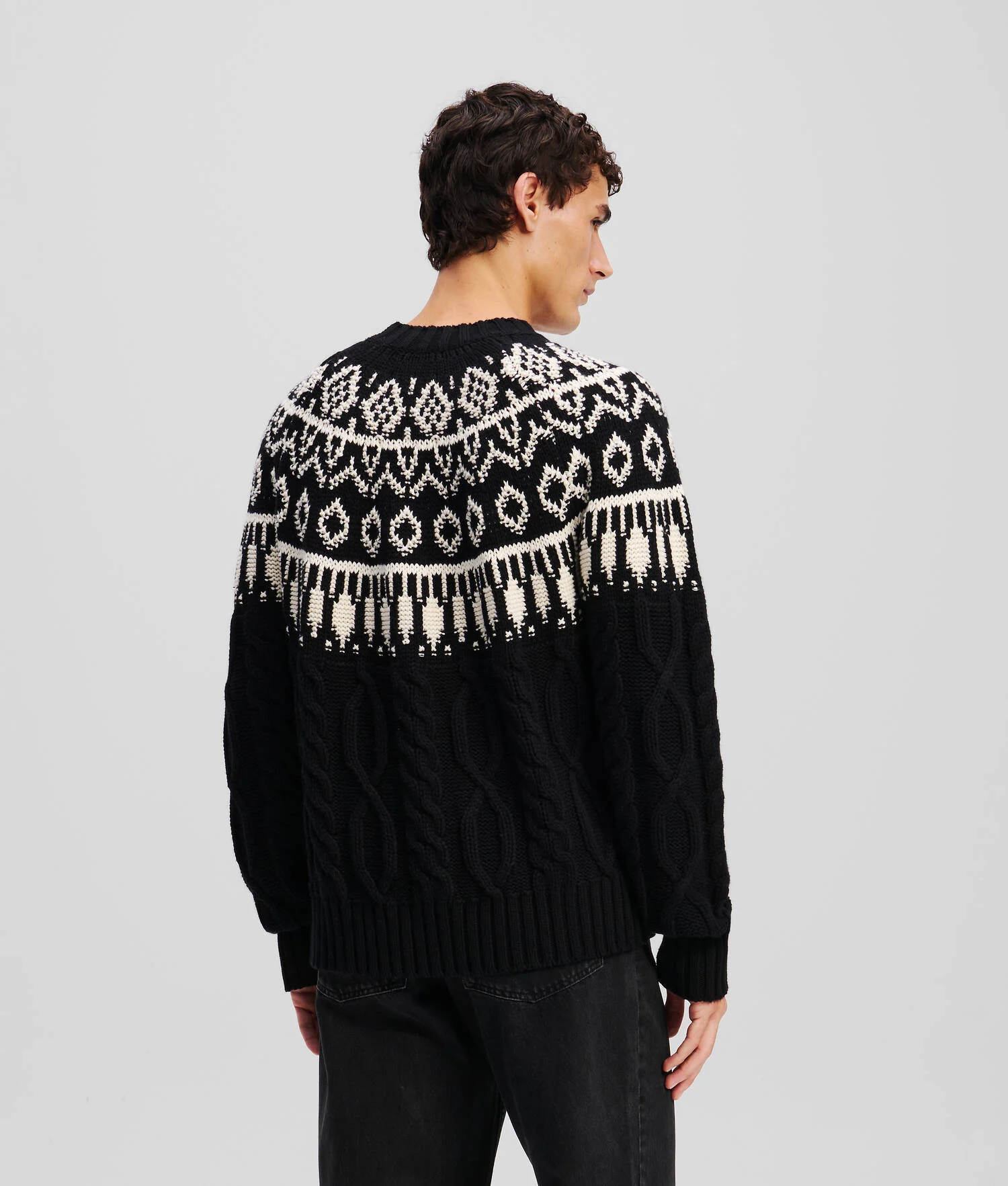 PULL À MOTIF FAIRISLE KL MONOGRAM - Noir