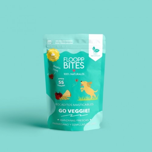 FlooppBITES petiscos macios e naturais, pacote com 3 sabores para cães