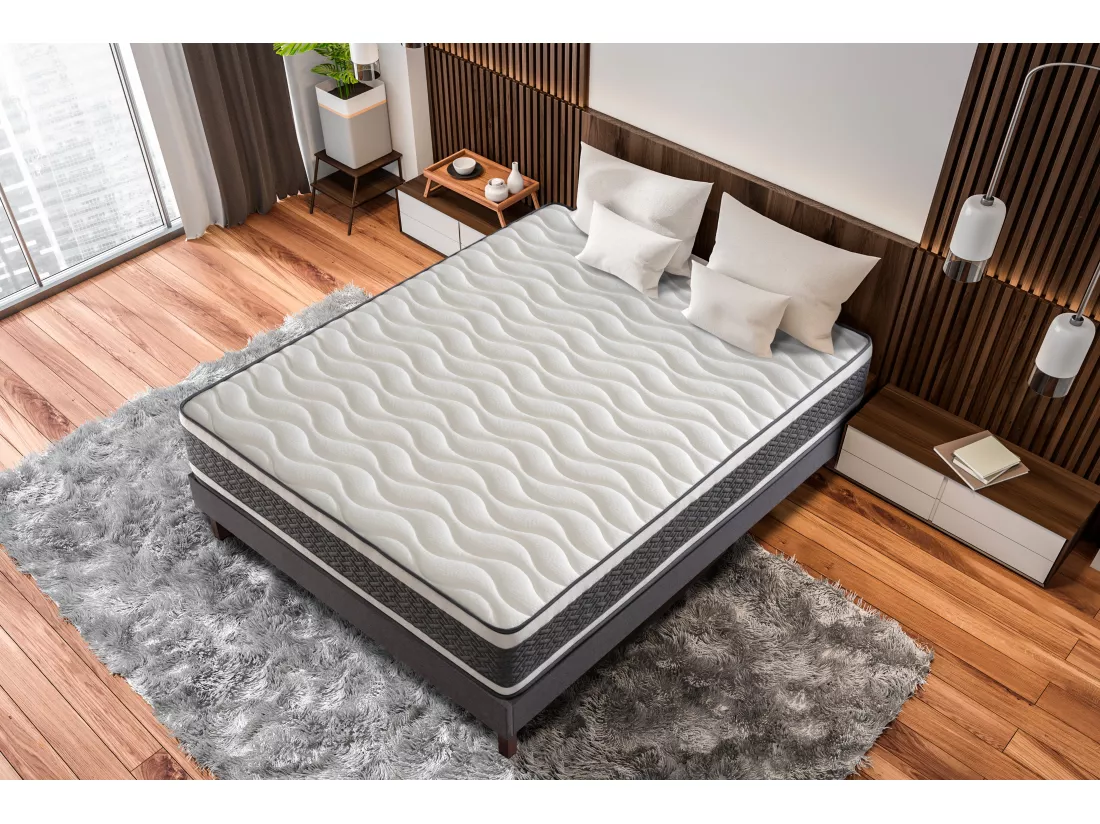 Matelas Mousse 180x200 Montecarlo - Ferme - Réversible - Côté Été/hiver - H25 Cm
