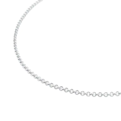 Gargantilla gruesa de prata com anilhas, corrente de 60 cm