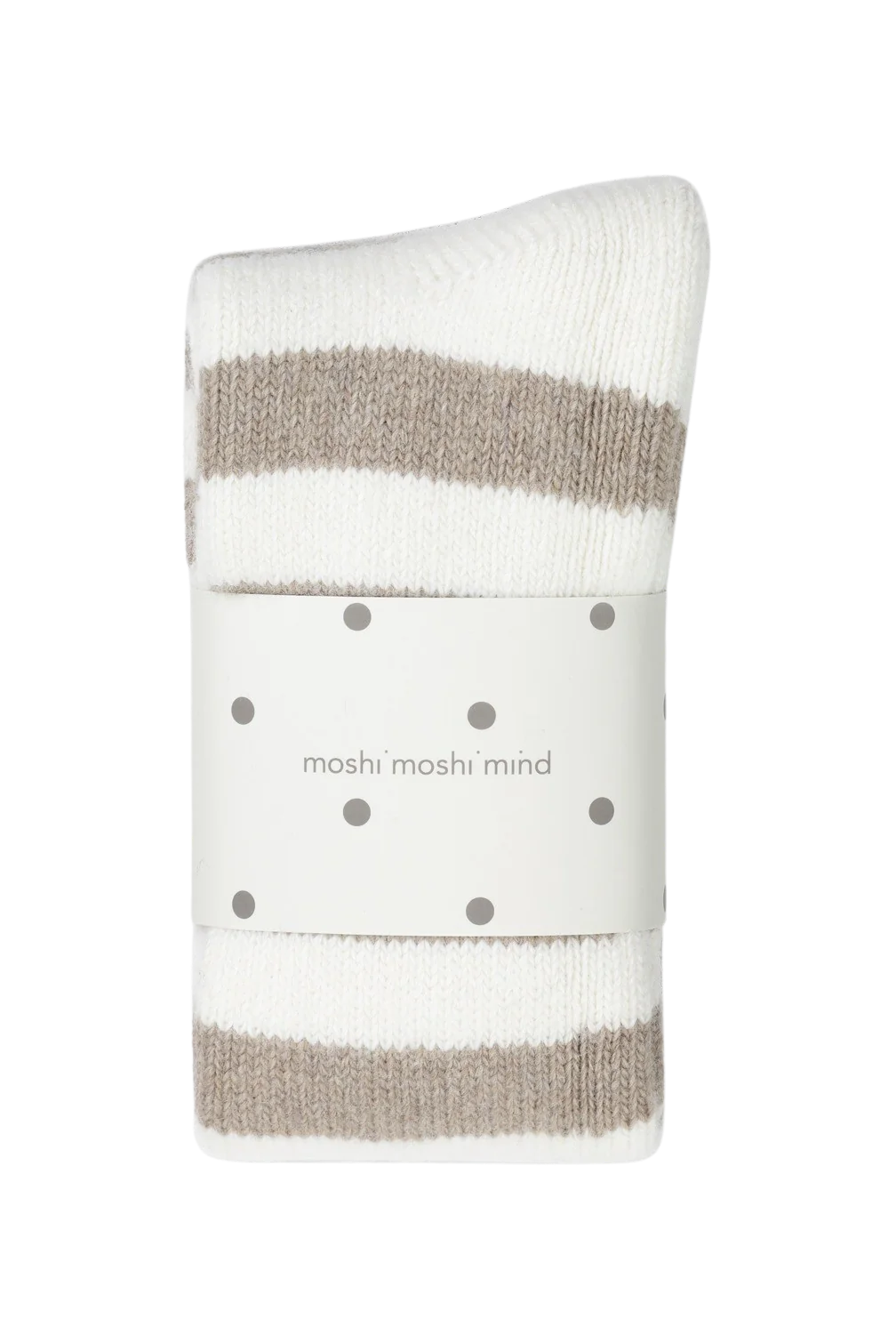 Moshi Moshi Mind  Polar Stripe strømper - Ecru/Taupe