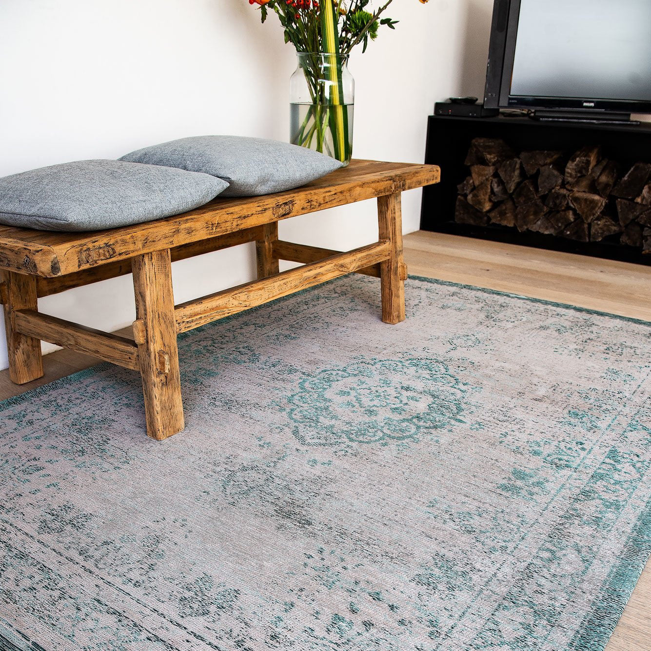 Louis de Poortere Medallion Fading World Vloerkleed 200 x 280 cm - Jade Oyster