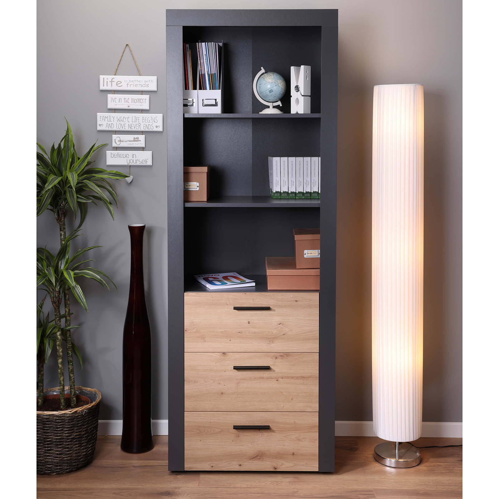 Highboard CORBETO - anthrazit - Artisan Eiche - 69 cm