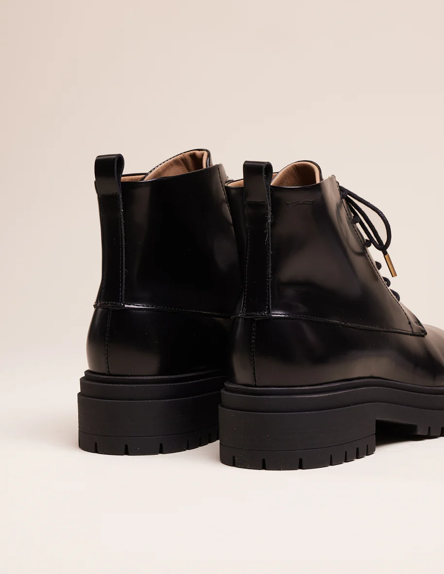 Bottines à lacets Bérénice - Cuir box noir
