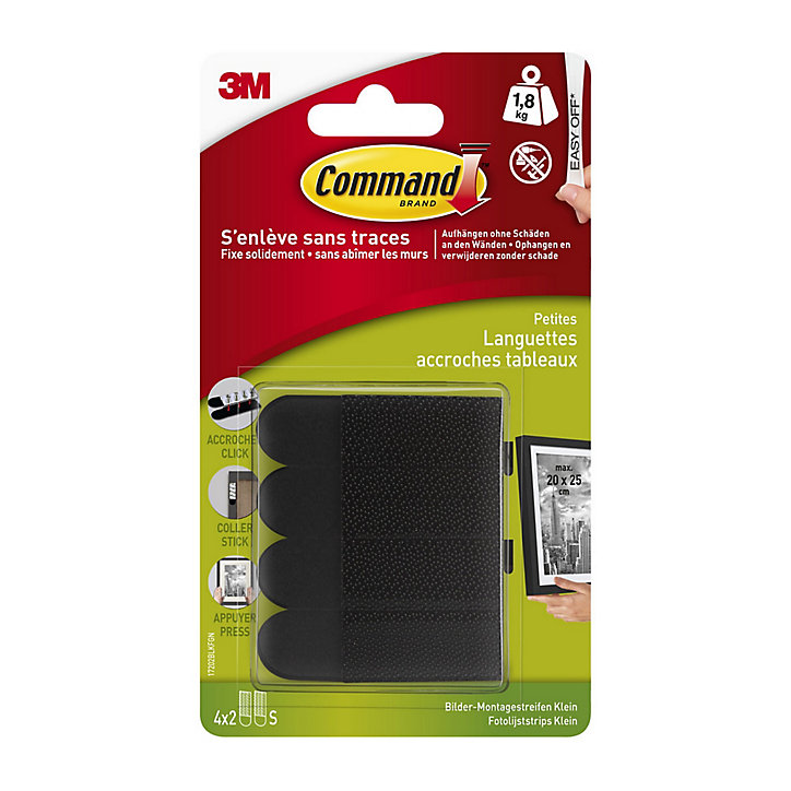 Lot de 8 languettes de fixation pour tableaux petit modèle Noir