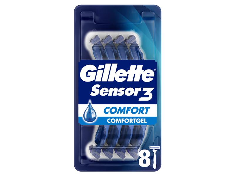 Gillette Einwegrasierer Sensor3 Comfort 8 Stück Rasierer für Männer mit Gleitstreifen