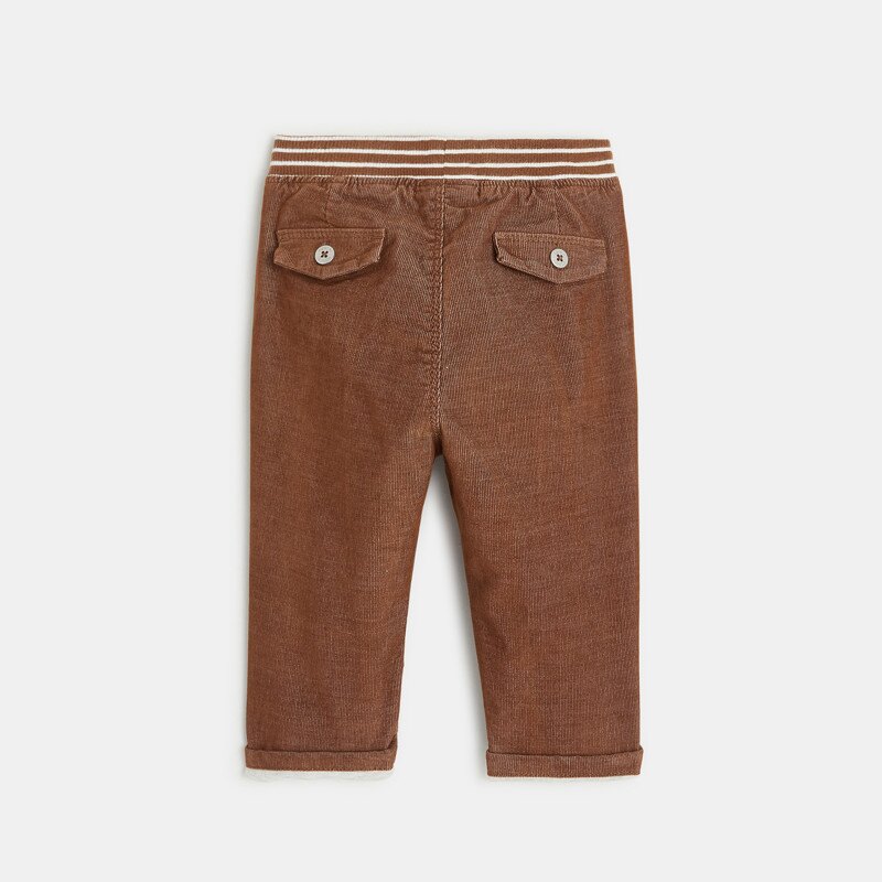 Pantalon velours milleraie taille élastiquée marron bébé garçon Marron