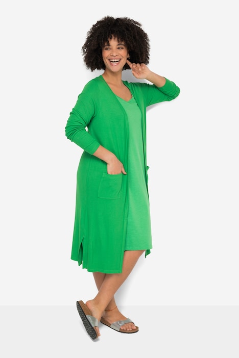 Long-Shirtjacke, gerade geschnitten, offene Jacke, Langarm