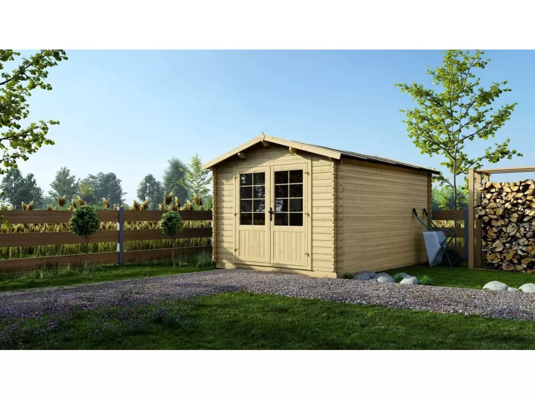 Abri de jardin en bois - 12m2 - 3x4m - Ep. 28mm - Couleur: naturel - DOM430 - ALTANKA