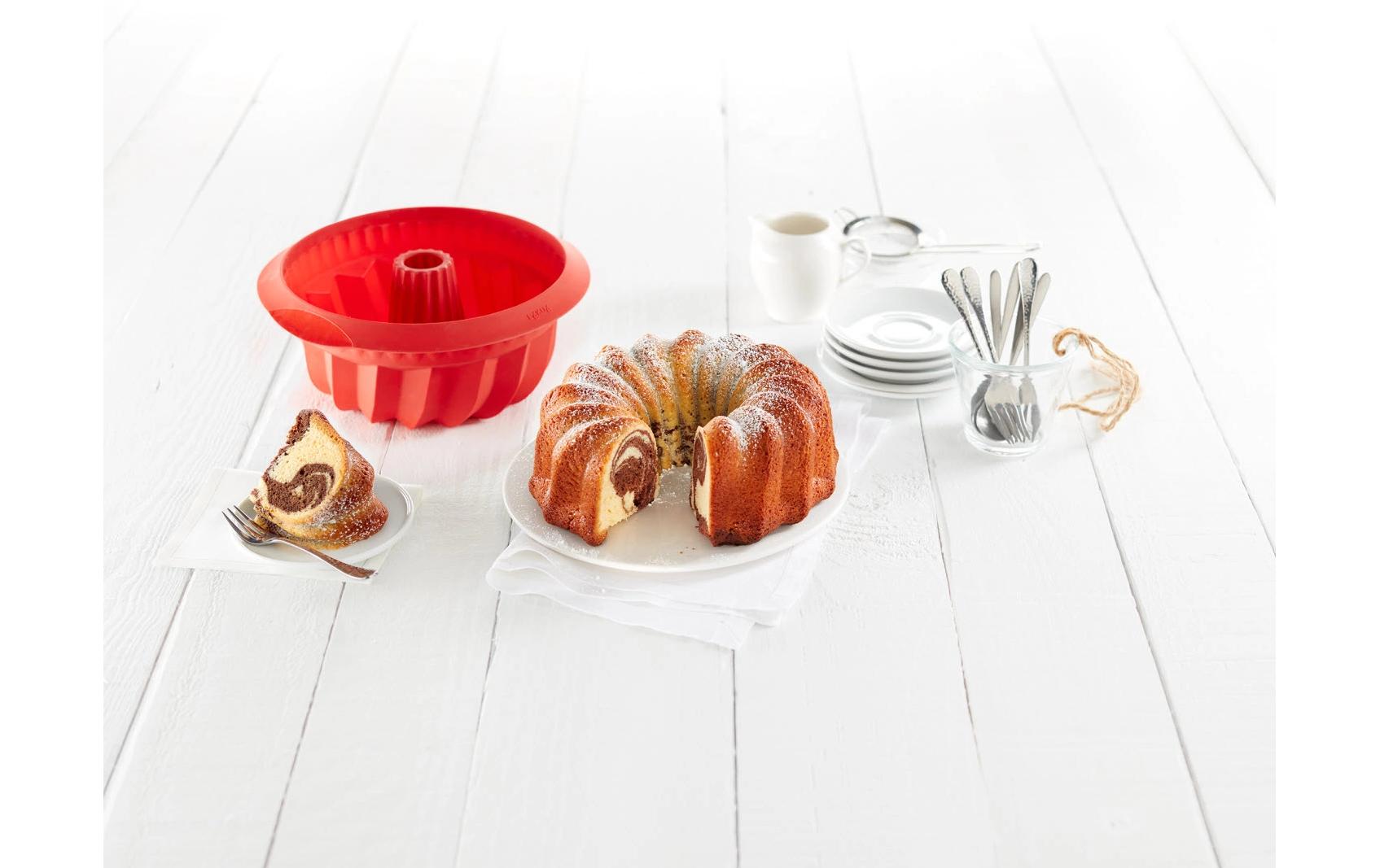 Backform Silikon, ø 22 cm, RotTiefe Savarin-Kuchenform