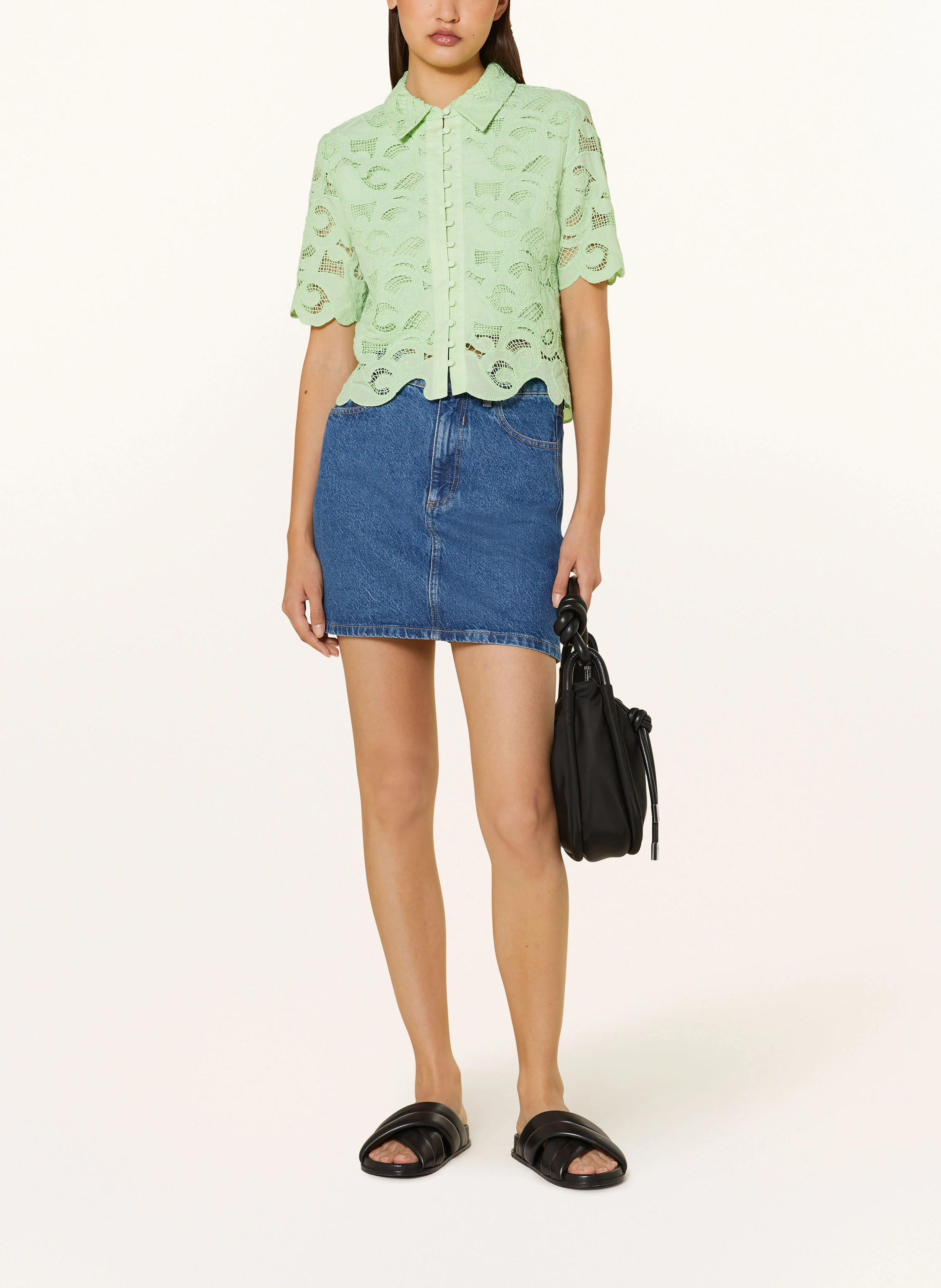 MRS & HUGS Cropped-Bluse mit Spitze