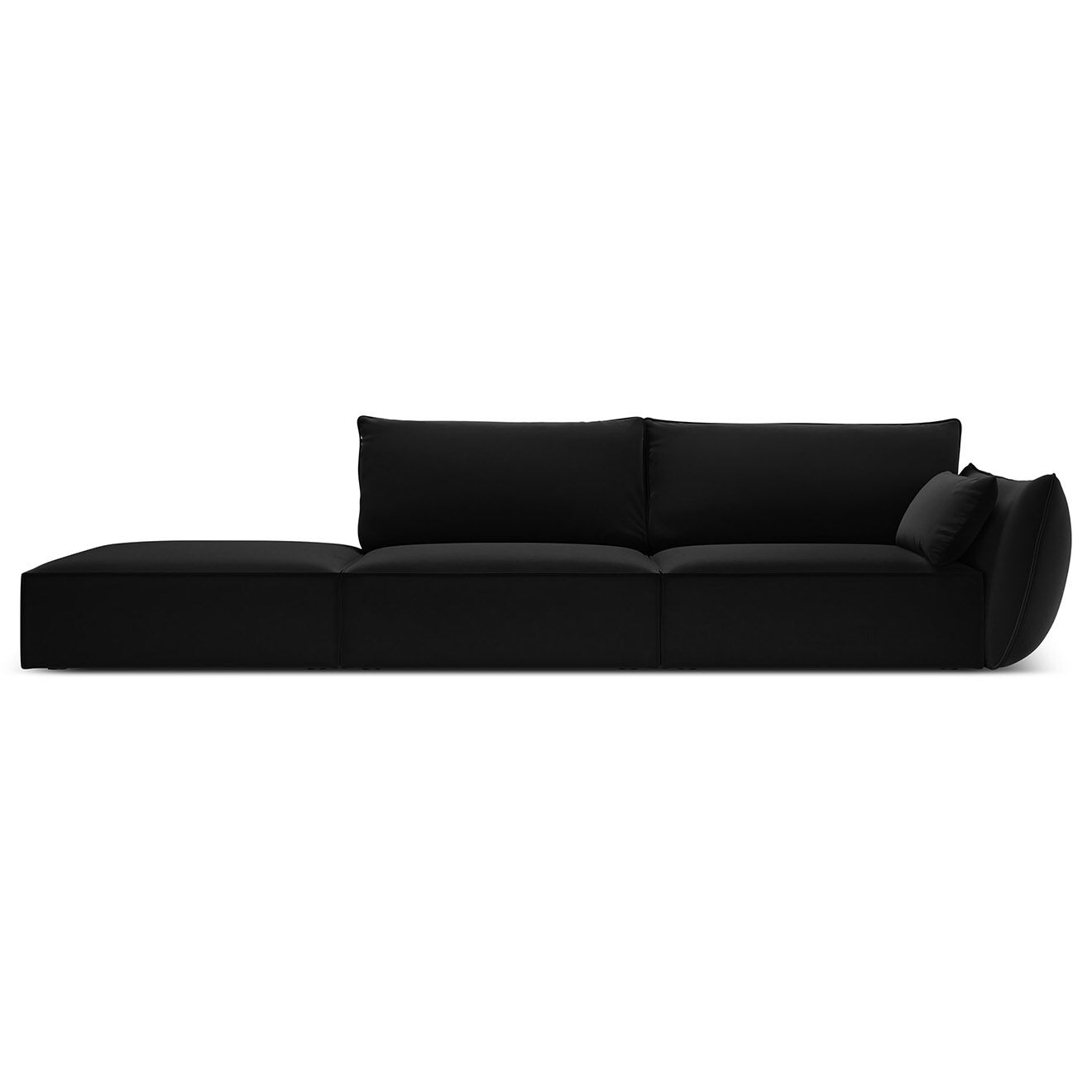 Mazzini Sofas Canapé droit  Velours Vanda 4 Places noir - 286x100x85 cm