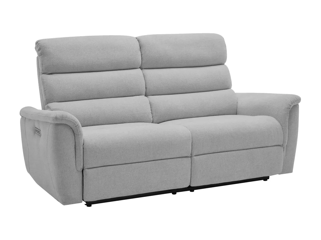 Canapé 3 places relax électrique en tissu gris clair CARTASIA