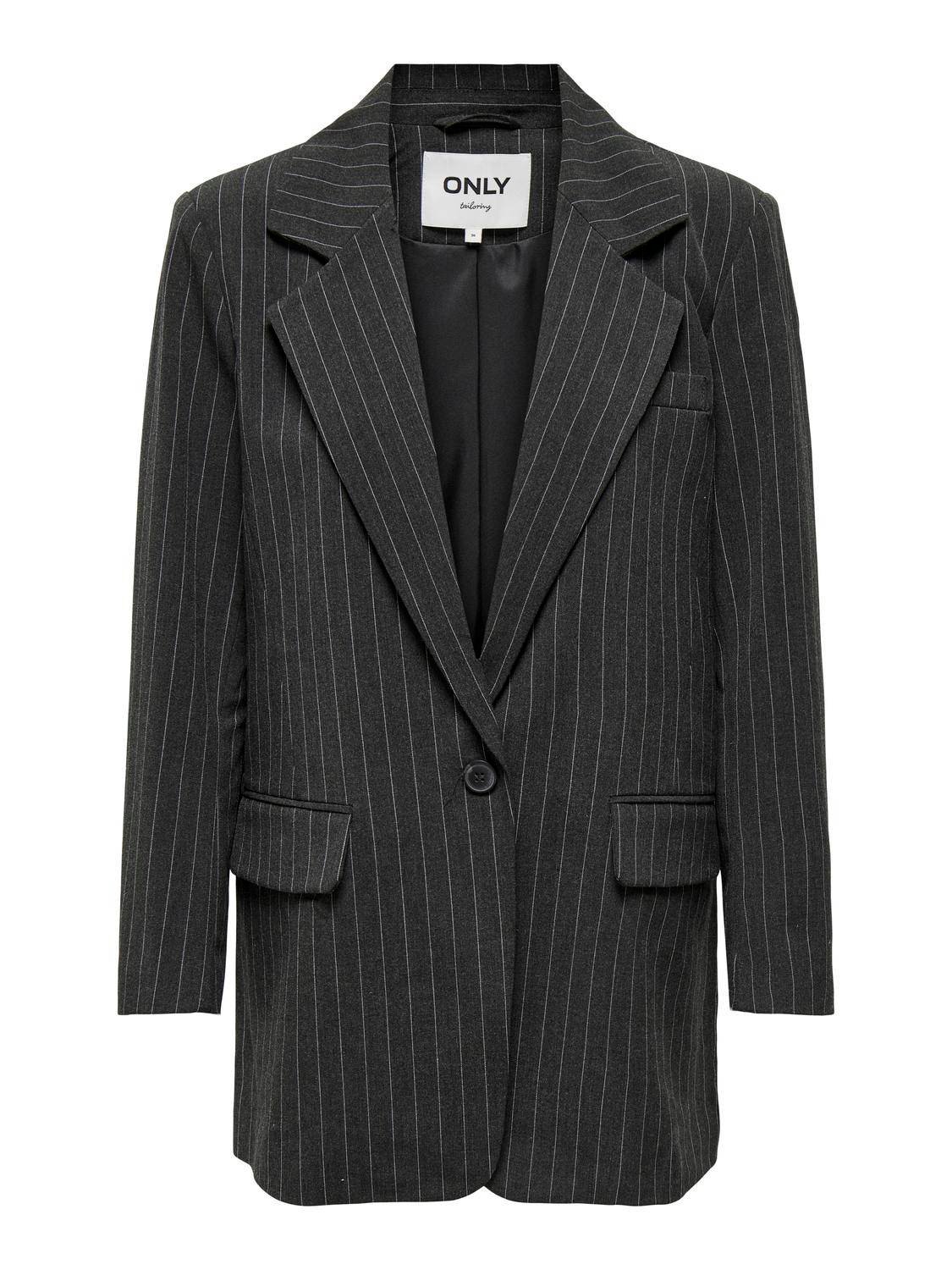 ONLY oversized blazer ONLBRIE met krijtstreep antraciet