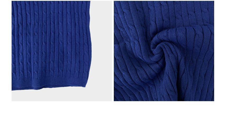 Okwano - Effen gebreide top met korte mouwen en mockneck